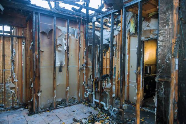 Professional Fire Damage Restoration technician working in Thornton, PA